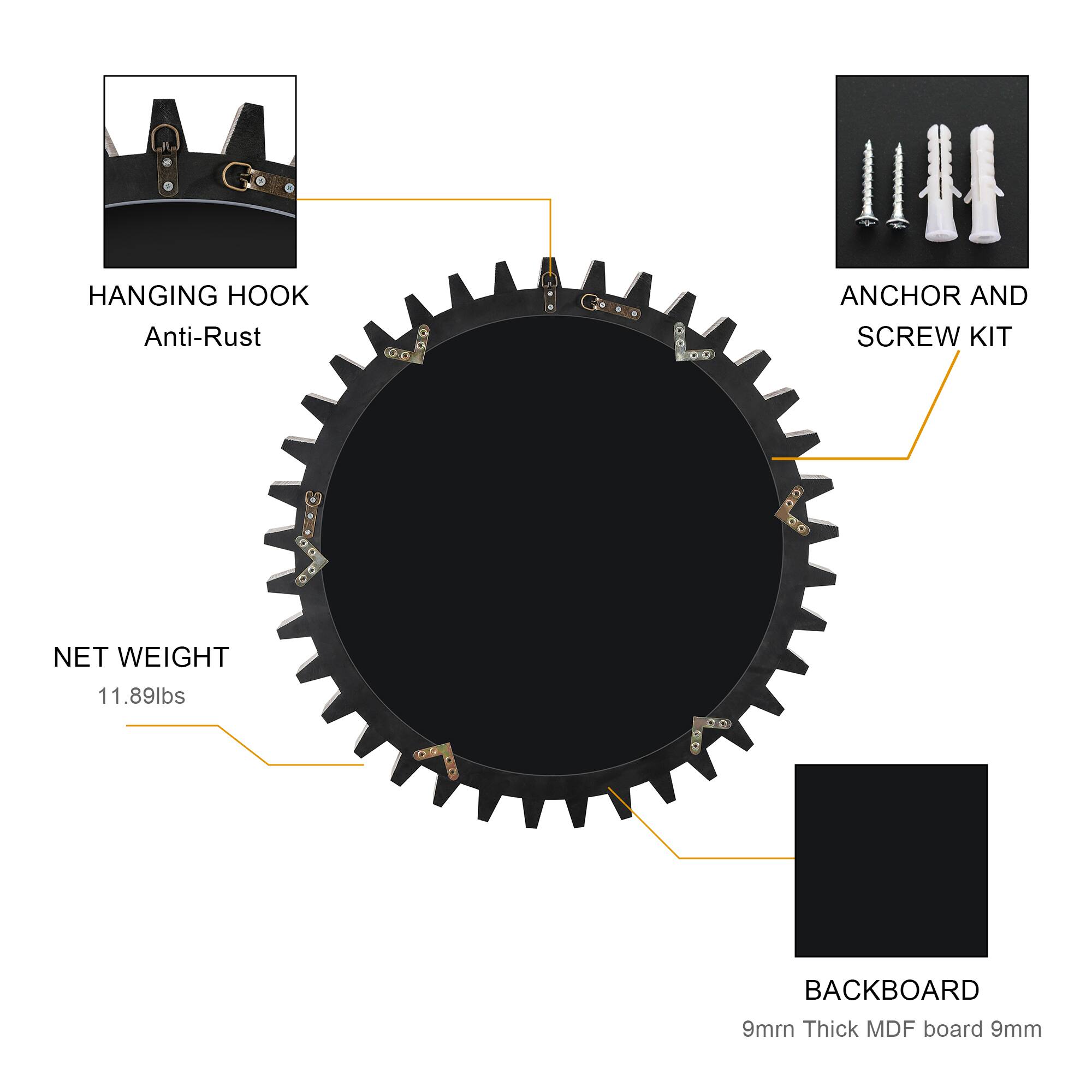 HANGING HOOK  
Anti-Rust  

ANCHOR AND SCREW KIT  

NET WEIGHT  
11.89lbs  

BACKBOARD  
9mm Thick MDF board 9mm