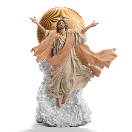 Front. Toynk - Ascension of Jesus Christ 11-Inch Premium Statue | 1:10 Scale Tan Robe Edition - Tan.