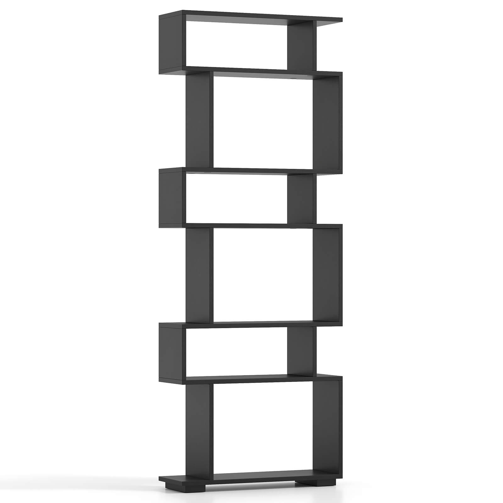 Alt View 8. Costway - Costway 1 PCS Bookcase 6-Tier Bookshelf with Anti-Tipping Kit Freestanding Display Shelf - Black.