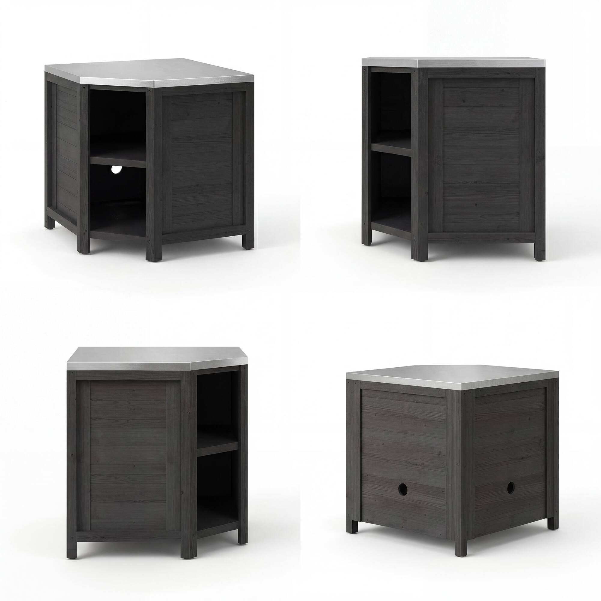 Alt View 10. Famapy - Modular Solid Cedar Outdoor Kitchen Cabinets - All-Weather Storage with Stainless Steel Top for Patio, Grill Station - Carbon Black.