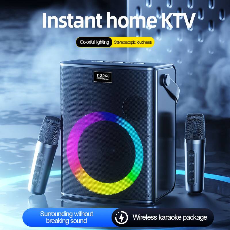 Instant home KTV

Colorful lighting
Stereoscopic loudness

BRARD
T-2066

Surrounding without breaking sound
Wireless karaoke package
