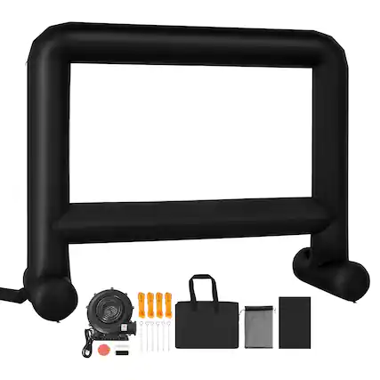Front. VEVOR - 16FT Inflatable Movie Screen, Inflatable Projector Screen with Portable Storage Bag - Black,White.