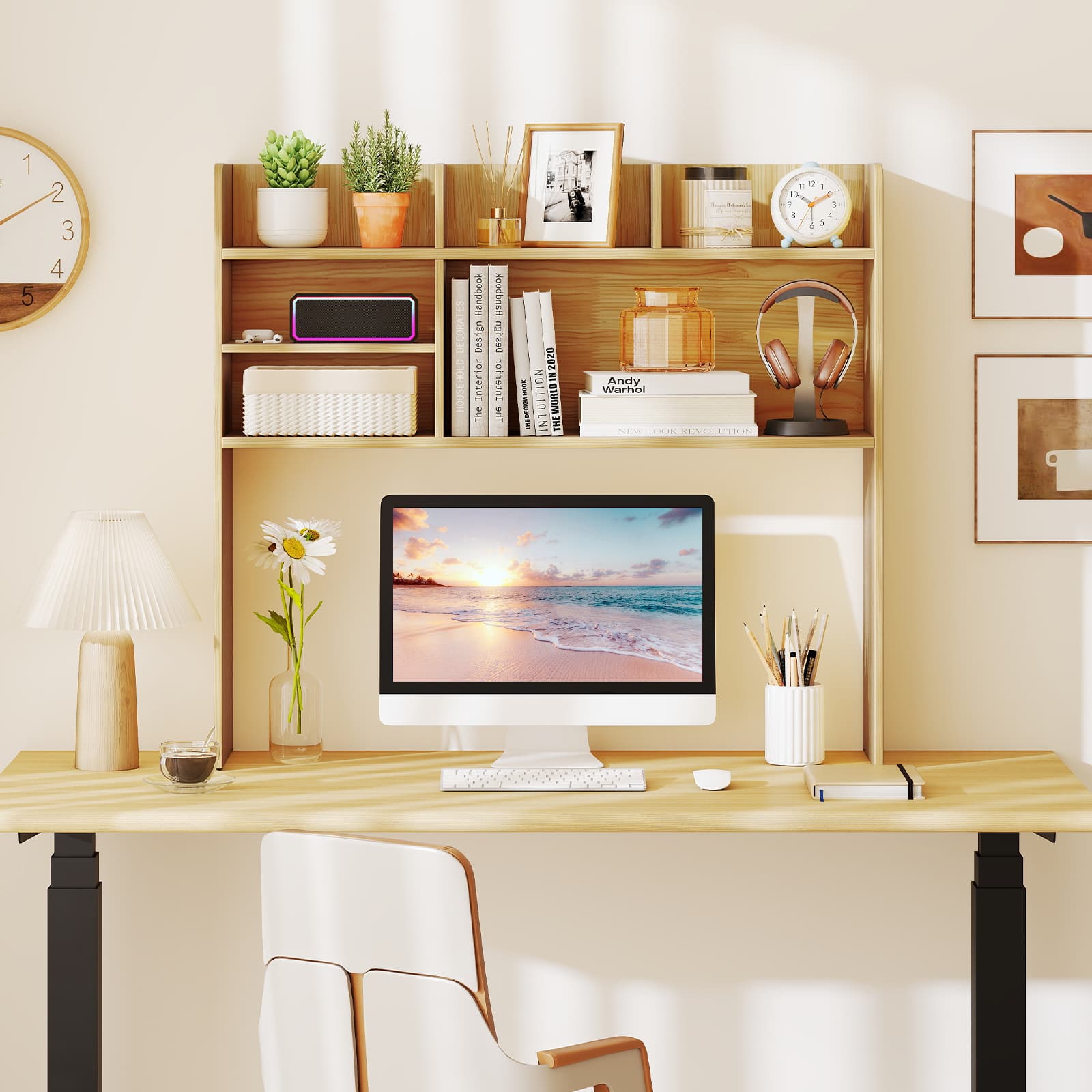 Gymax 3 Tier Desktop Bookshelf w/ 6 Shelves Desk Organizer for