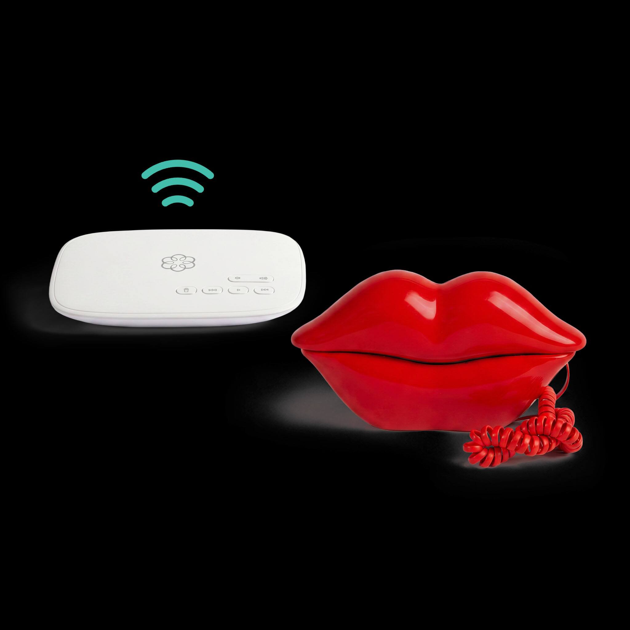 Front. Ooma - MyPhone by Ooma with Lips Phone - Red.
