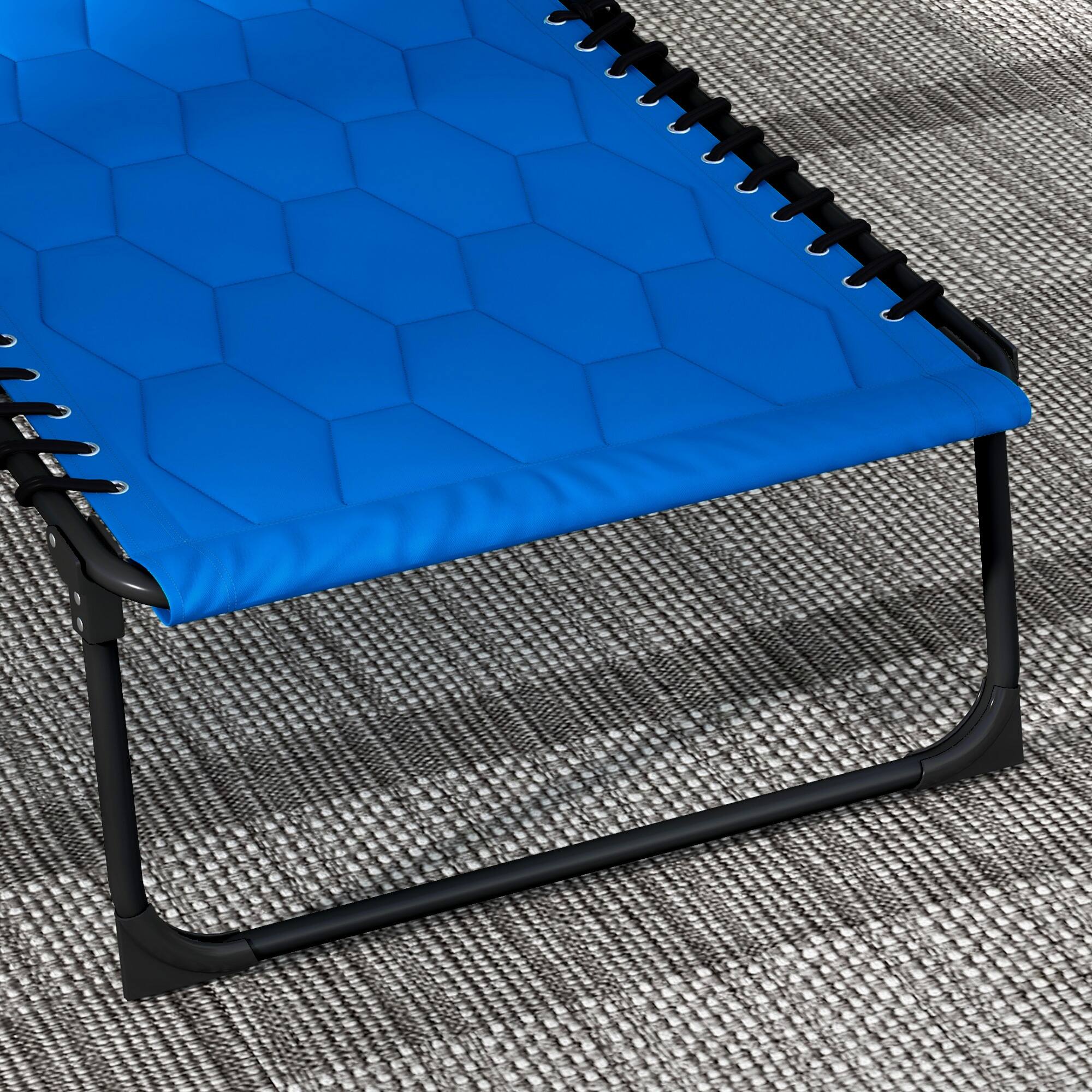 Alt View 8. Outsunny - Folding Chaise Lounge Set of 2 with 5-level Reclining Back, Outdoor Lounge Tanning Chair with Padded Seat - Blue.