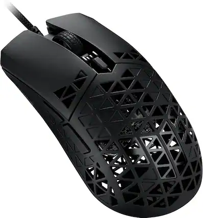 Front. ASUS - TUF M4 Air Wired Gaming Mouse P307 Durable and Ultralight Air Shell Design 16,000 dpi Optical Sensor Six Tactile - Black.