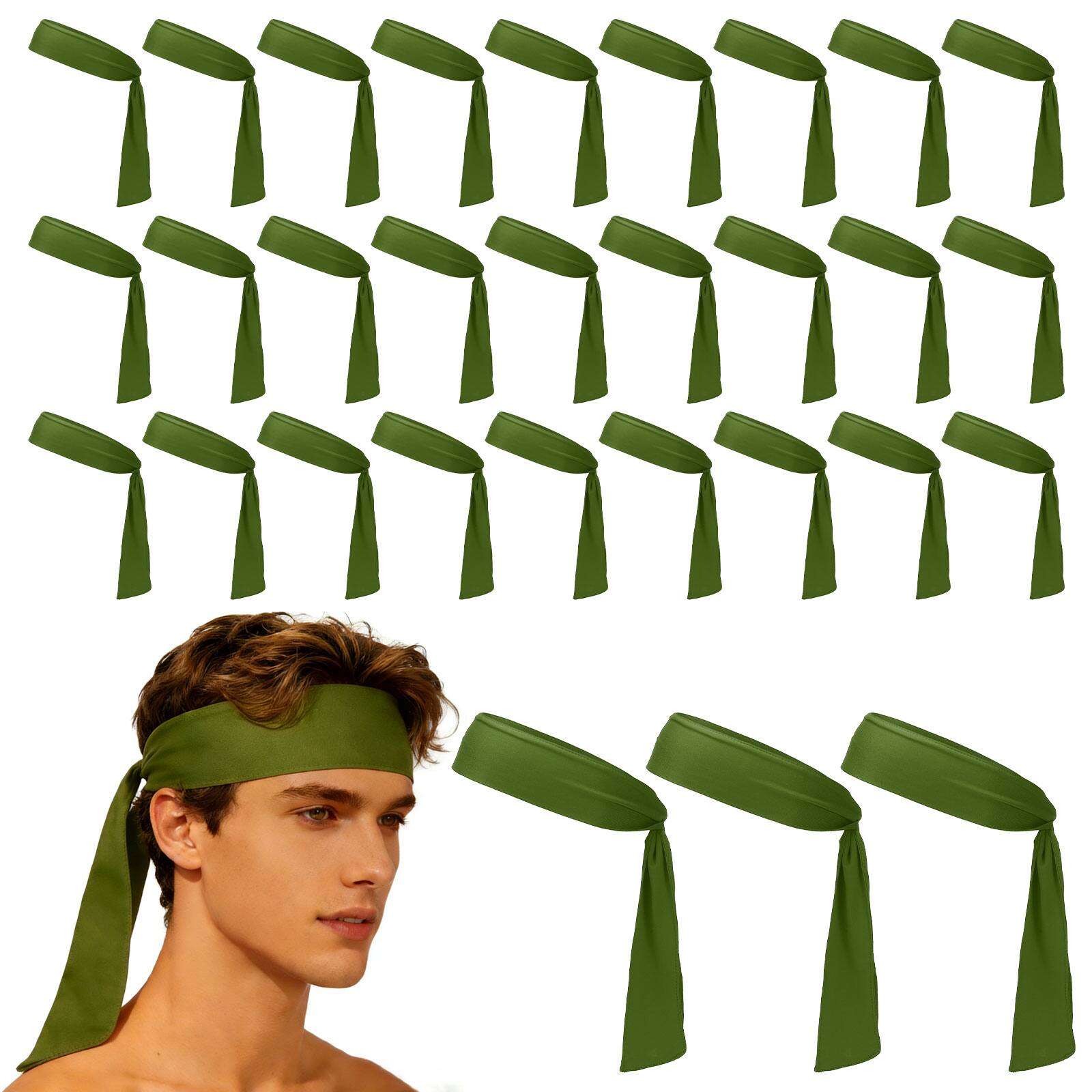 Unique Bargains - Tie Sweatband Headband, Adjustable Non-Slip Moisture Wicking Athletic Headband, 30pcs - For Tennis/Karate/Workout/Yoga - Army Green price history on PriceWatchPro