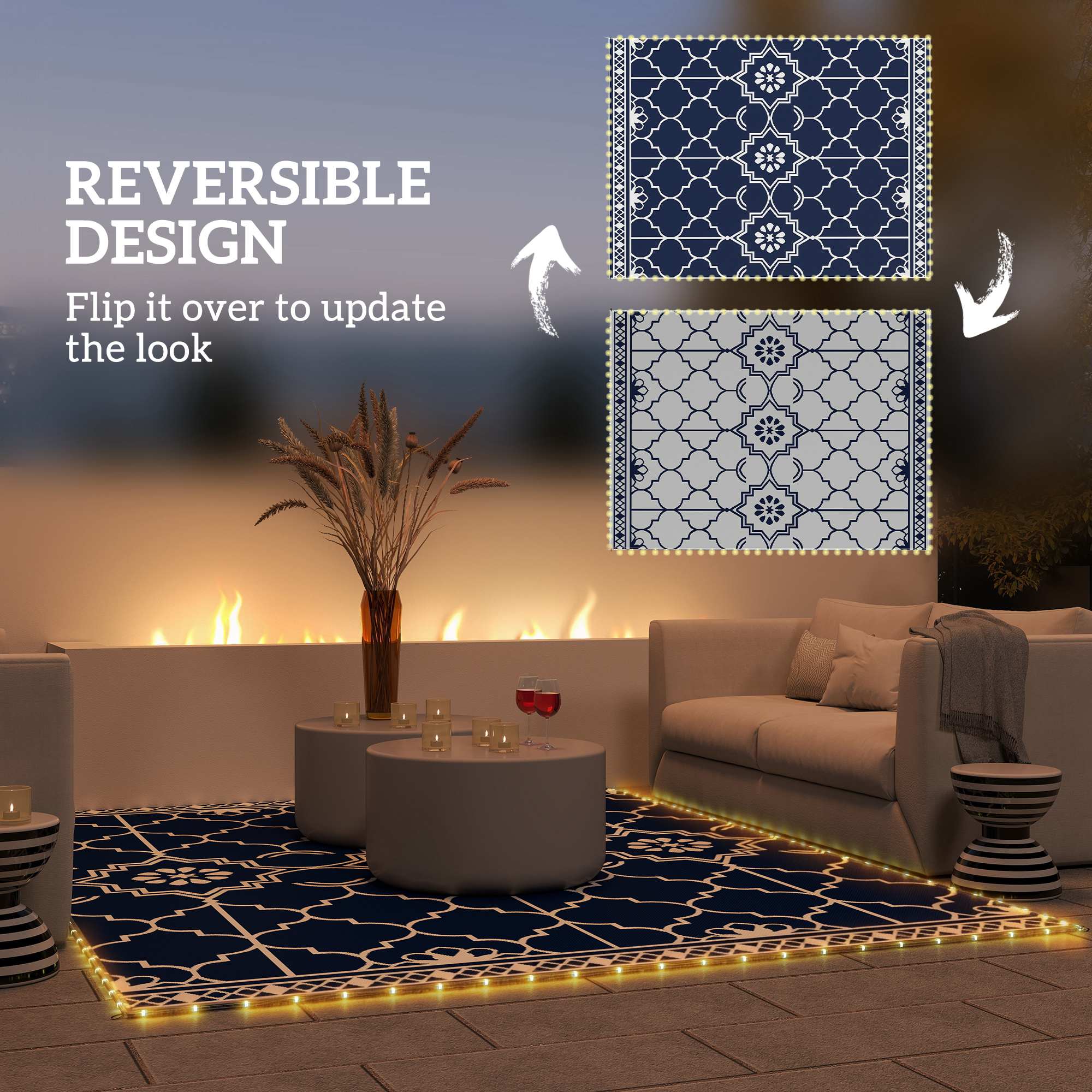 REVERSIBLE DESIGN  
Flip it over to update the look