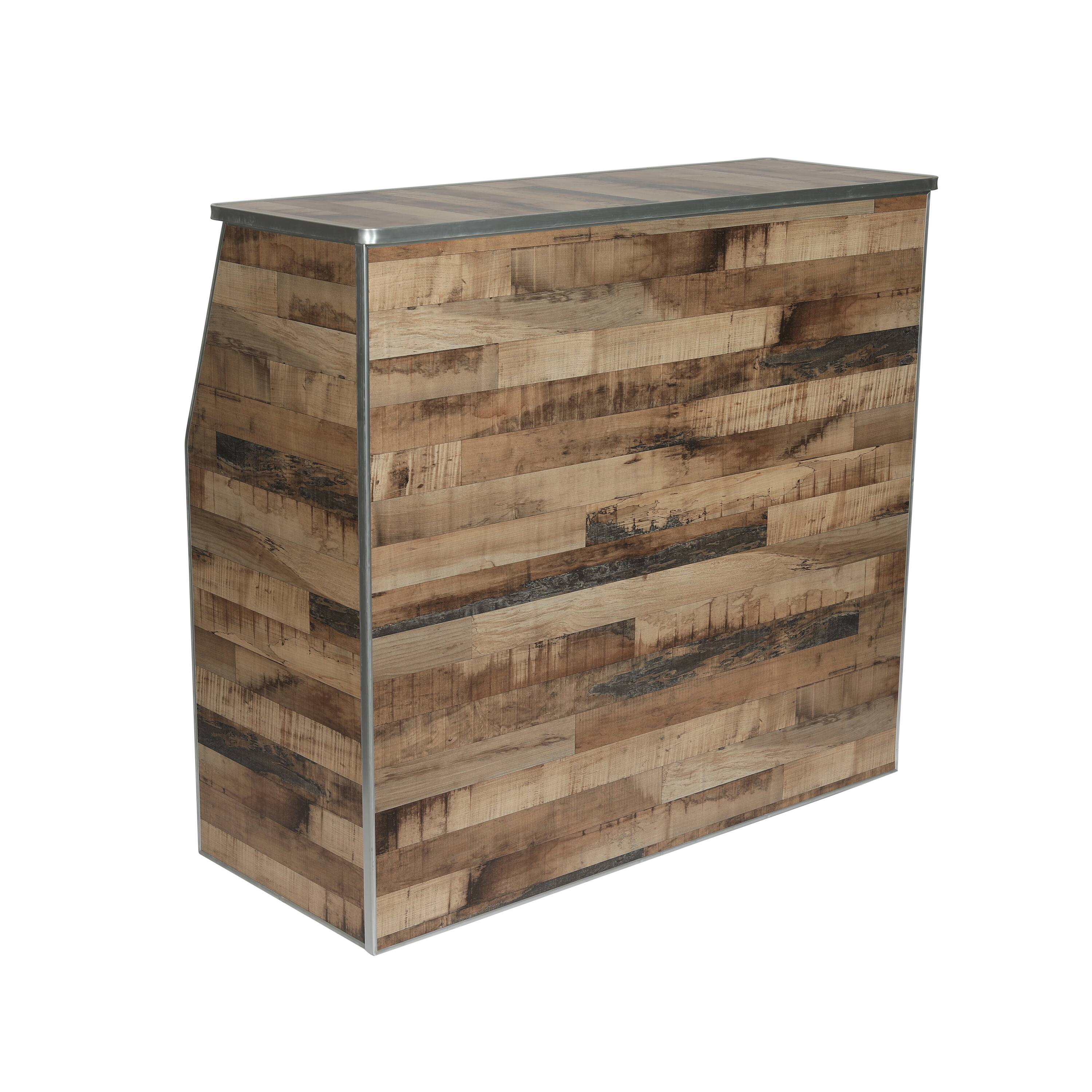 Front. Flash Furniture - Amara 4' Rustic Natural Wood Plank Laminate Foldable Bar - Portable Event Bar - Natural.