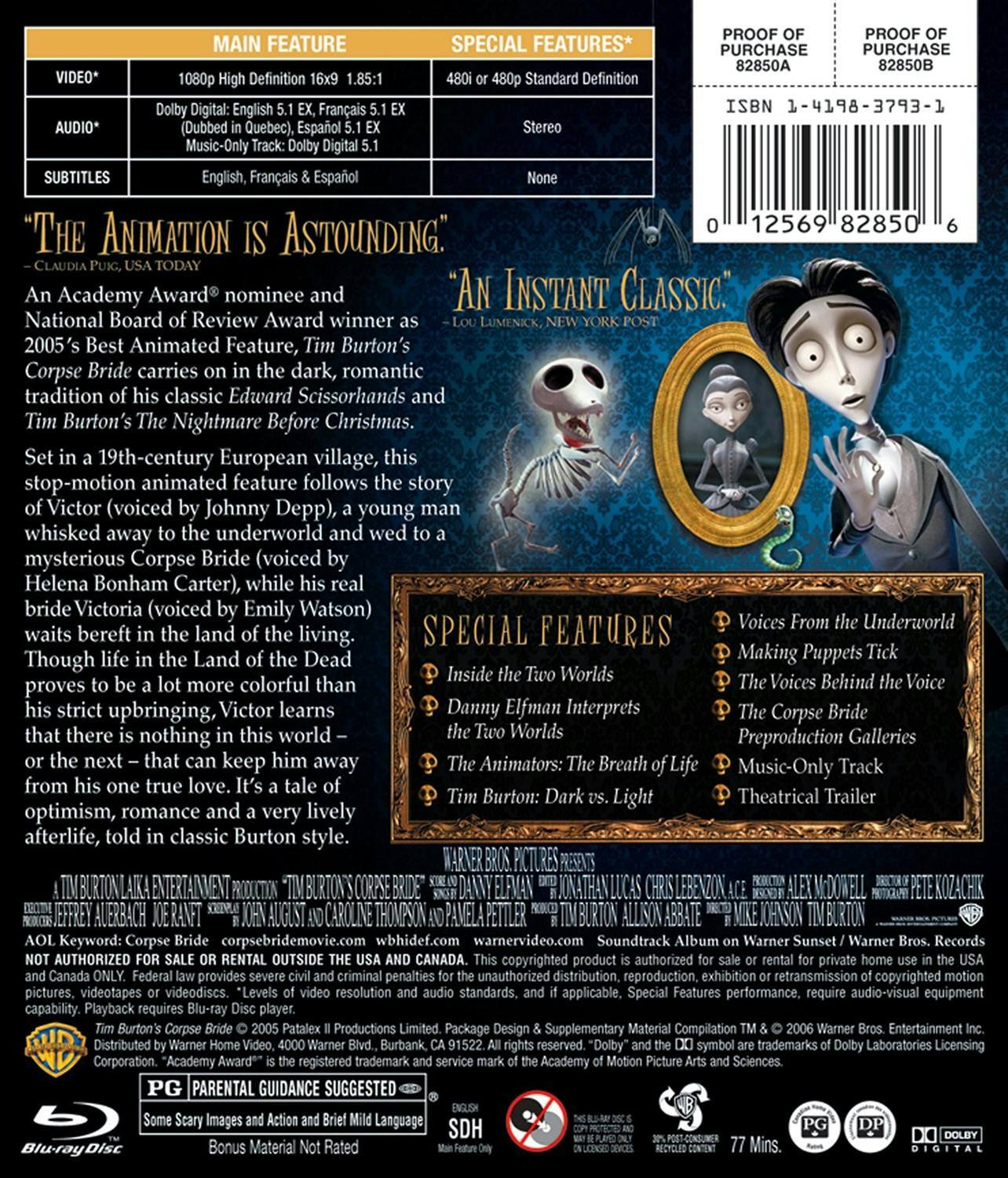 Back. Tim Burton's Corpse Bride [Blu-ray].