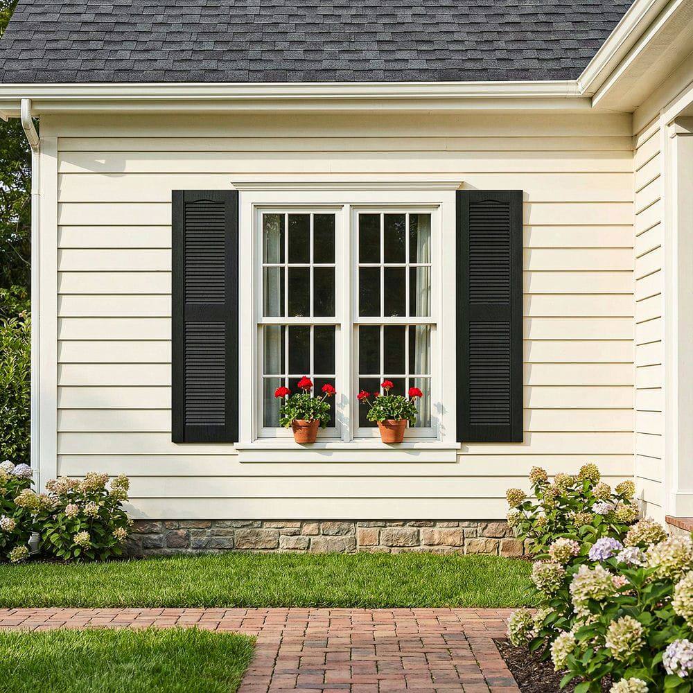 Alt View 4. Kadyn - Decorative Faux Shutters, Sturdy, Hassle-Free Design for Indoor & Outdoor Use, 14"x51", Black - Black.