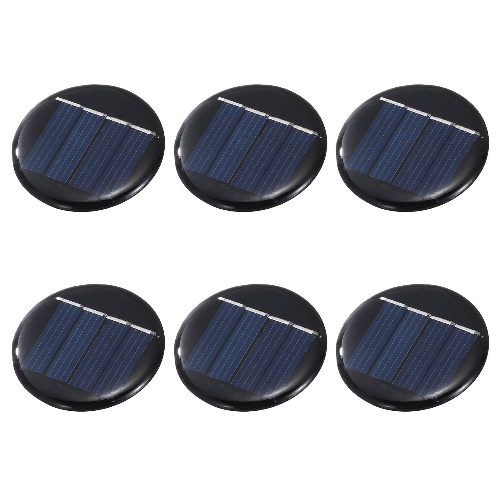 Front. Unique Bargains - 6pcs 2V 0.08W 40mA Round Solar Panels, Small Solar PV Cells for DIY Electric Toy Materials Kits - Black.