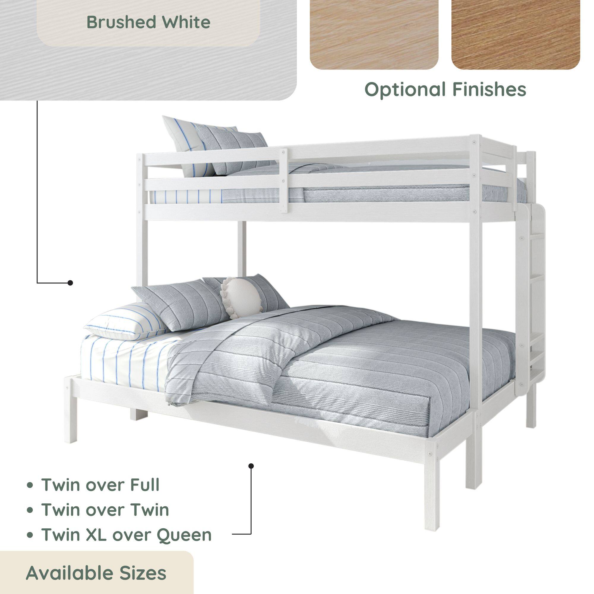 Brushed White Optional Finishes

Twin over Full
Twin over Twin
Twin XL over Queen

Available Sizes