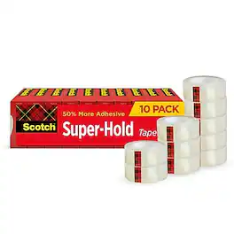 Scotch - Super-Hold Transparent Clear Tape Refill, 0.75" x 22.22 yds., 1" Core, Clear, 10 Rolls/Pack (700S10)