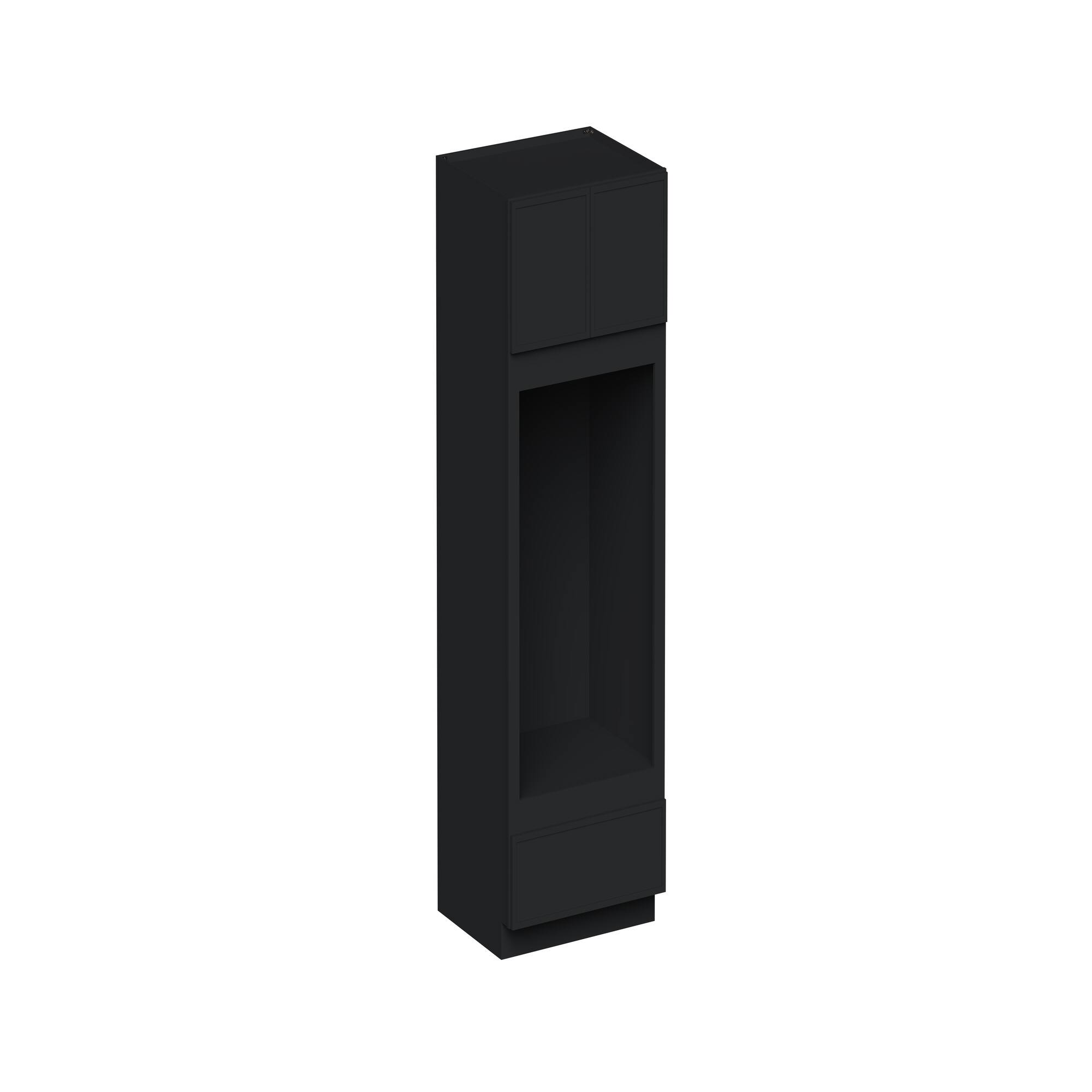 Angle. Boyel Living - 33-in W x 90-in H x 27-in D Shaker RTA Kitchen Double Oven Cabinet with Soft-Close - Black.