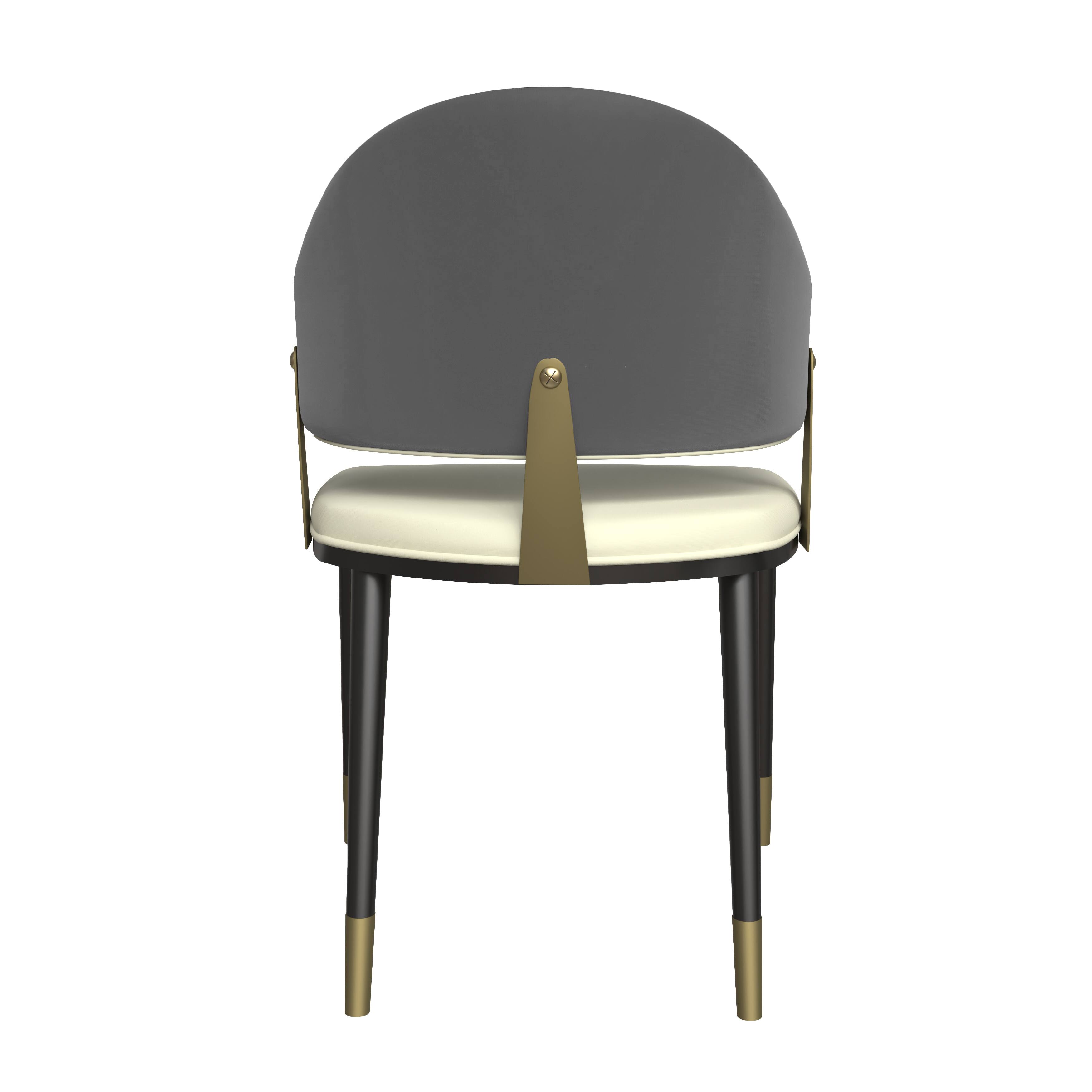 Alt View 5. LeisureMod - Aria 2-PCS Modern Dining Chair, Upholstered PU Leather Side Chair with Metal Legs - Grey.