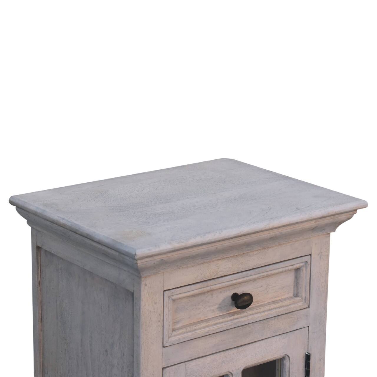 Alt View 2. Artisan Furniture - Artisan Furniture Solid Wood Glazed Stone Nightstand, 1 drawer, 1 Storage, Antique White - White.