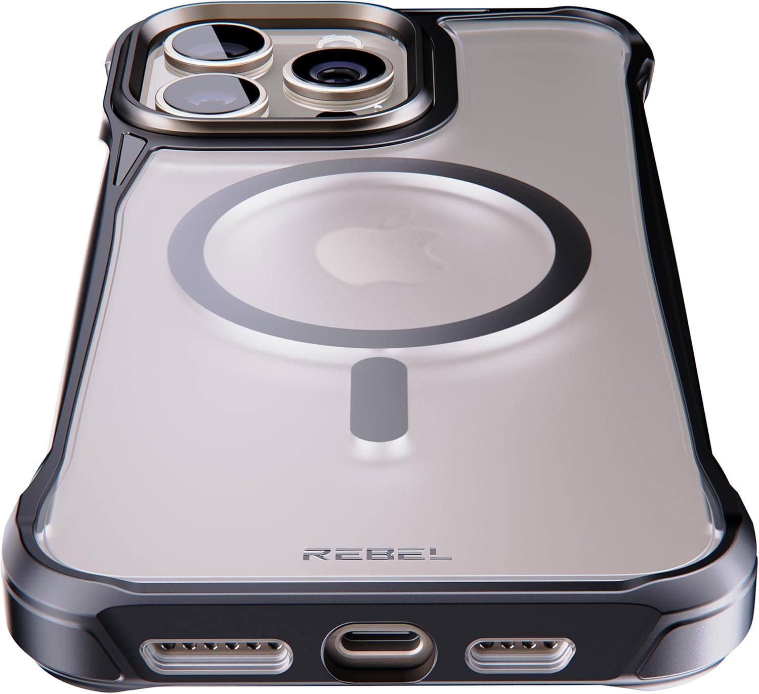 Alt View 1. Rebel - Rebel - Frosted FLEX Series Case For Apple iPhone 15 Pro Max - Black/Matte Clear - Black/Matte Clear.