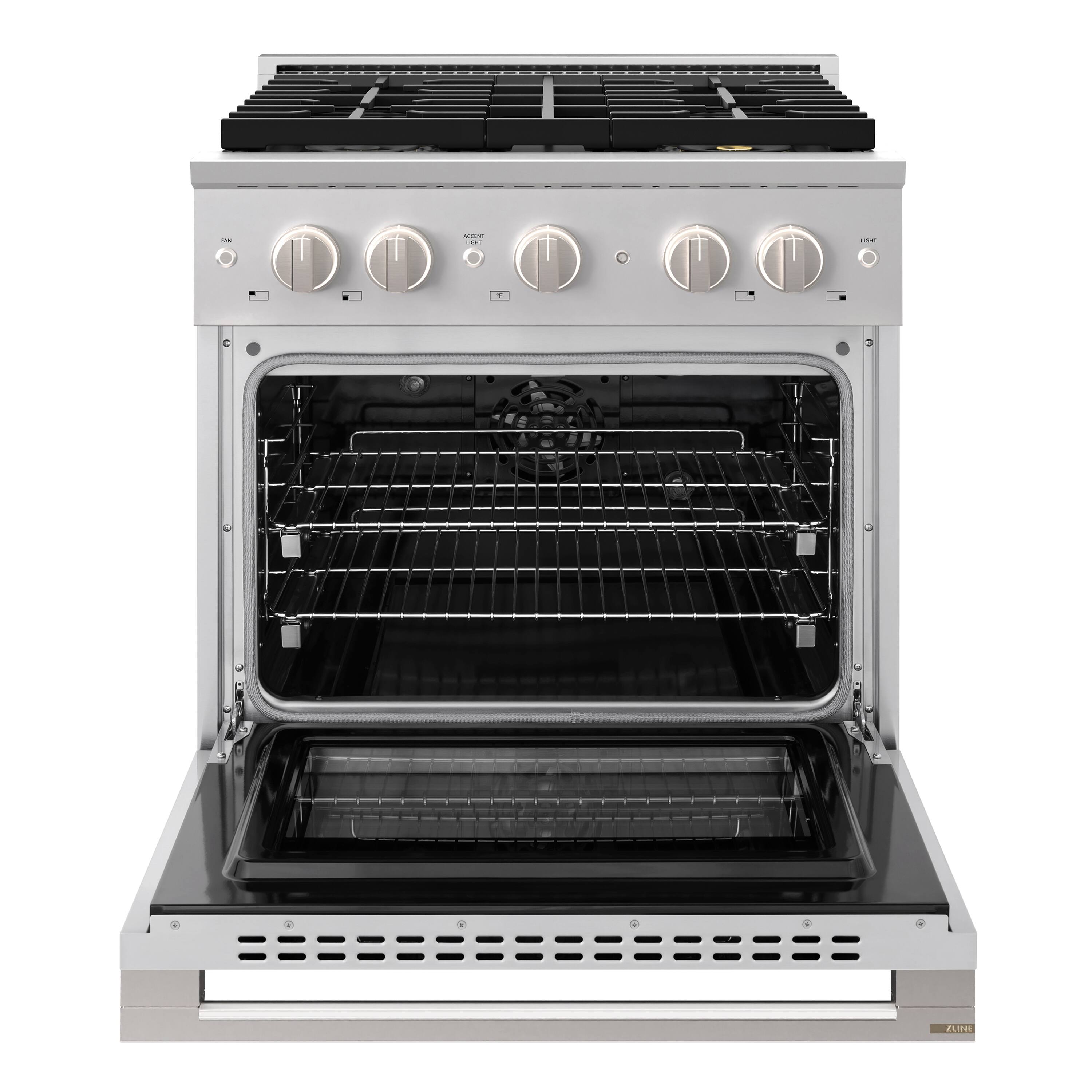 Angle. ZLINE - 30 in. 4.2 cu. ft. Marino Freestanding Dual Fuel Range with 4 DuoPro Burners and Convection Oven in Stainless Steel - Stainless Steel.