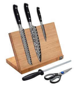 Henckels - Compass Damascus 6-pc Magnetic Easel Knife Set - Bamboo