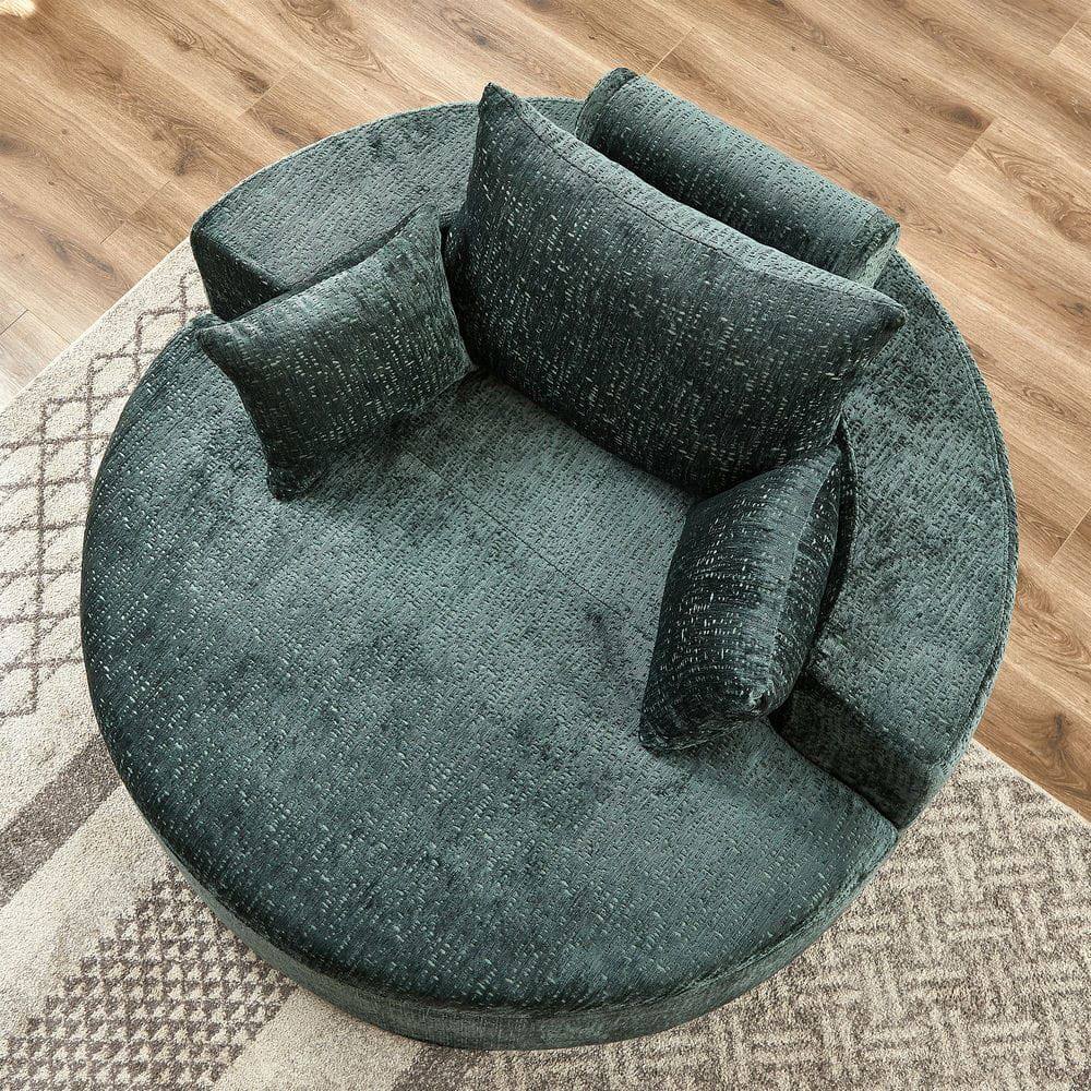 Angle. Resenkos - 55"L Chenille Single Sofa, Fluffy Modern Sleeper Chair for Living Room & Bedroom, No Assembly, Green - Green.