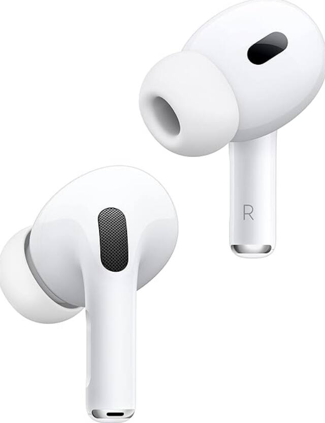 Front. Apple - Apple AirPods Pro 2 Wireless Earbuds,Active Noise Cancellation, Hearing Aid Feature, Bluetooth Headphones - White.