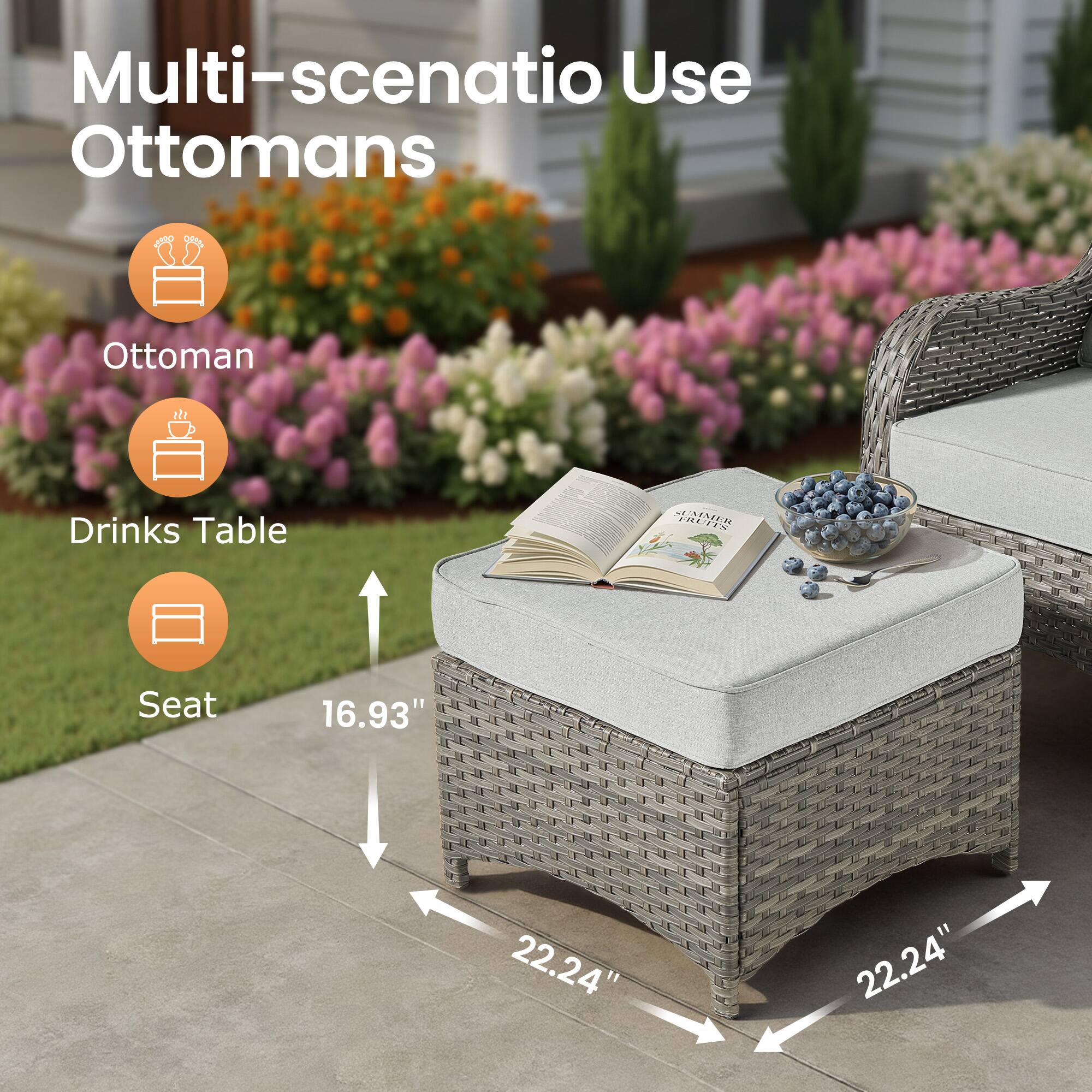 Multi-scenario Use Ottomans Ottoman Drinks Table Seat 16.93" 22.24" 22.24"
