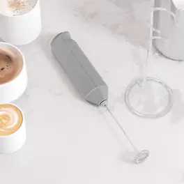 Tooloton - Handheld Milk Frother, Mini Foam Maker for Coffee, Matcha and Hot Chocolate, Stand Included, Grey - Gray
