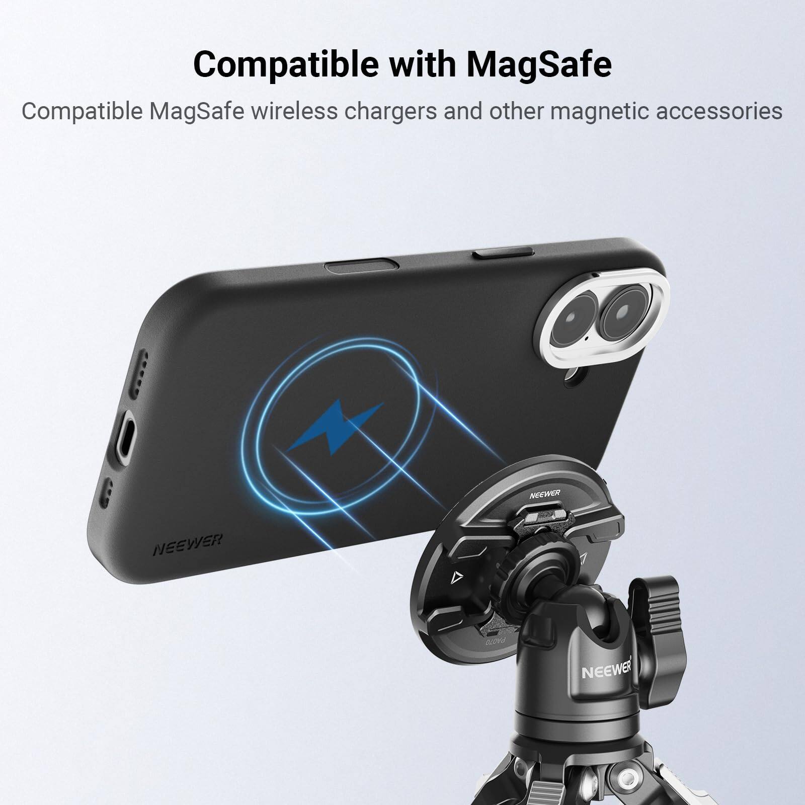 Compatible with MagSafe

Compatible MagSafe wireless chargers and other magnetic accessories

NEEWER