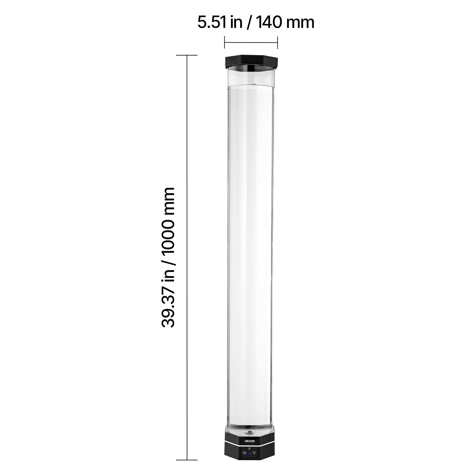 5.51 in / 140 mm  
39.37 in / 1000 mm