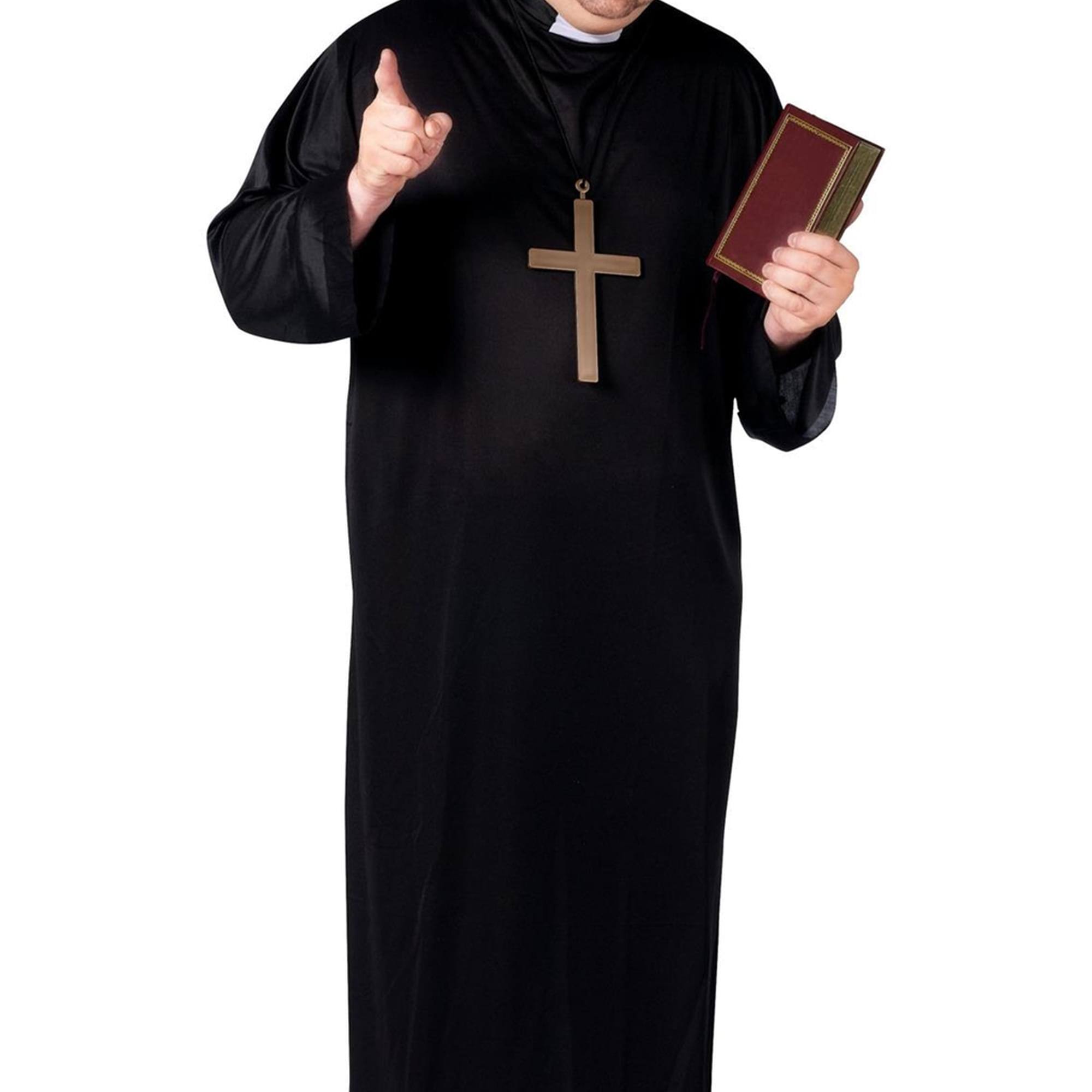 Alt View 1. Underwraps - Monk Cross Necklace Adult Costume Accessory - Gold.