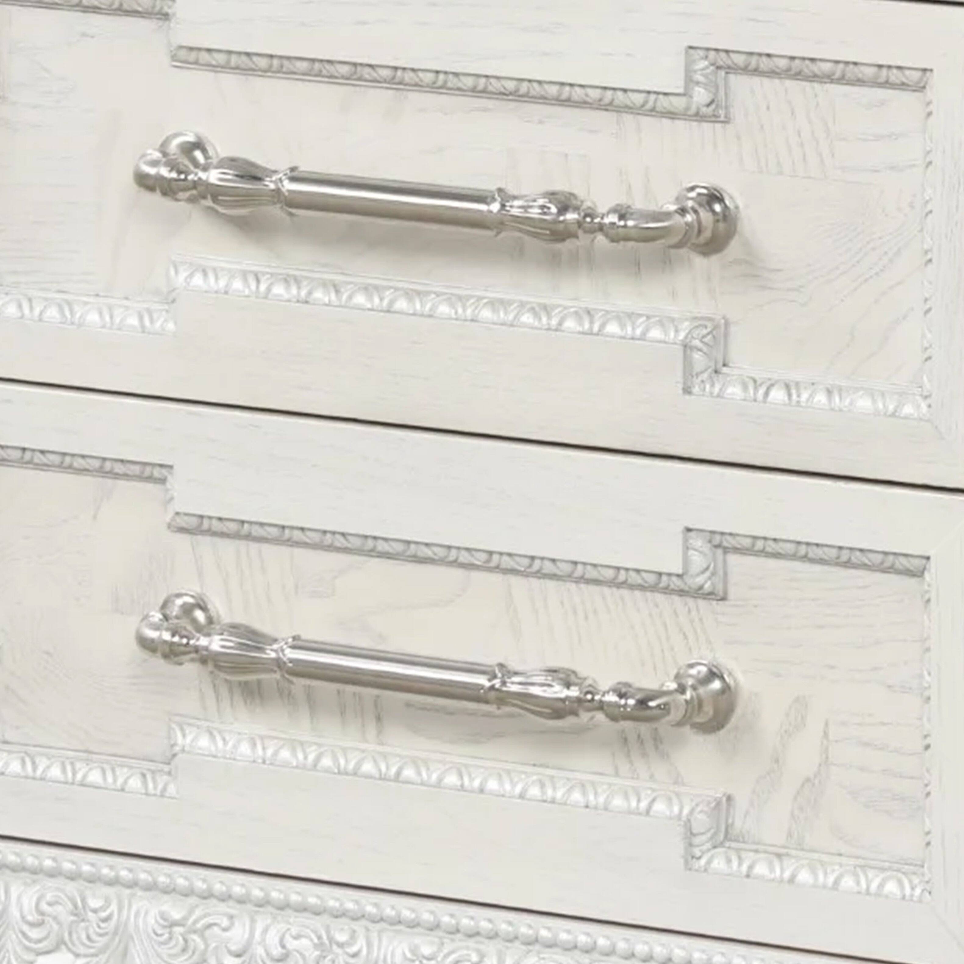 Alt View 2. Manhattan Lane - Miamy Nightstand, USB, 2 Drawers, 29 Inch - Creamy White, Silver.