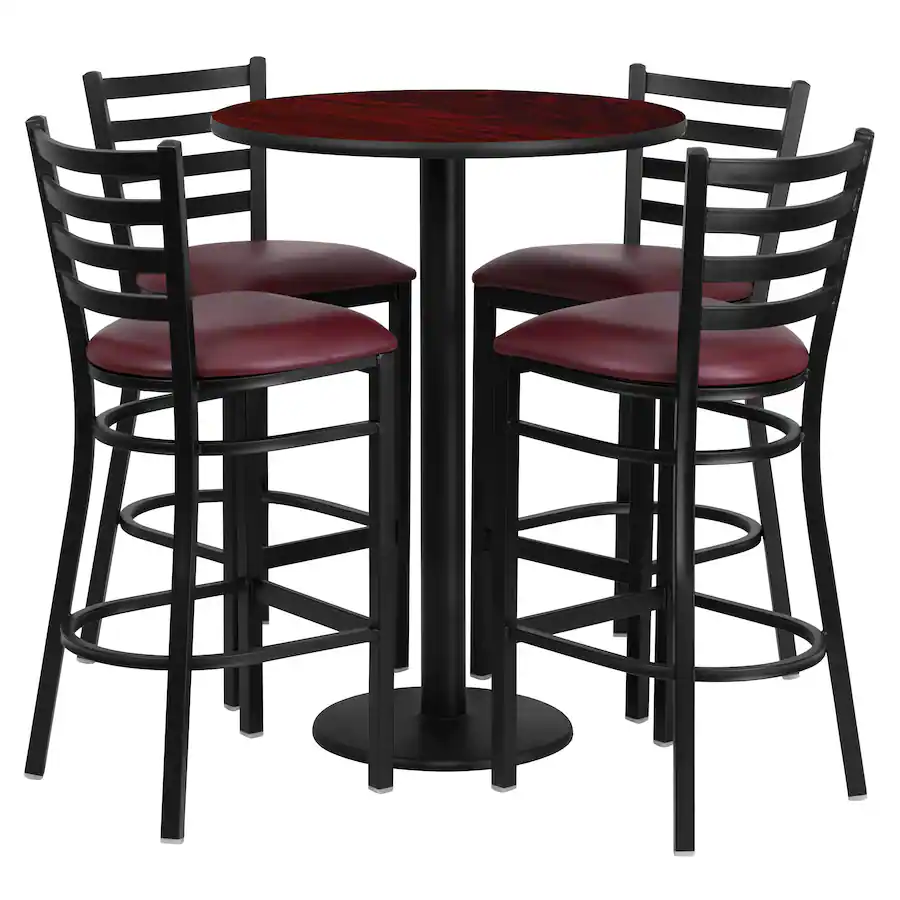 Acdb Plinth Flash Furniture Jamie 30'' Round Mahogany Laminate Table Set with Round ...