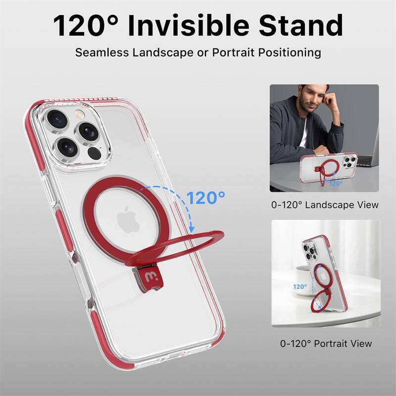 120° Invisible Stand, Seamless Landscape or Portrait Positioning, 0-120° Landscape View, 0-120° Portrait View