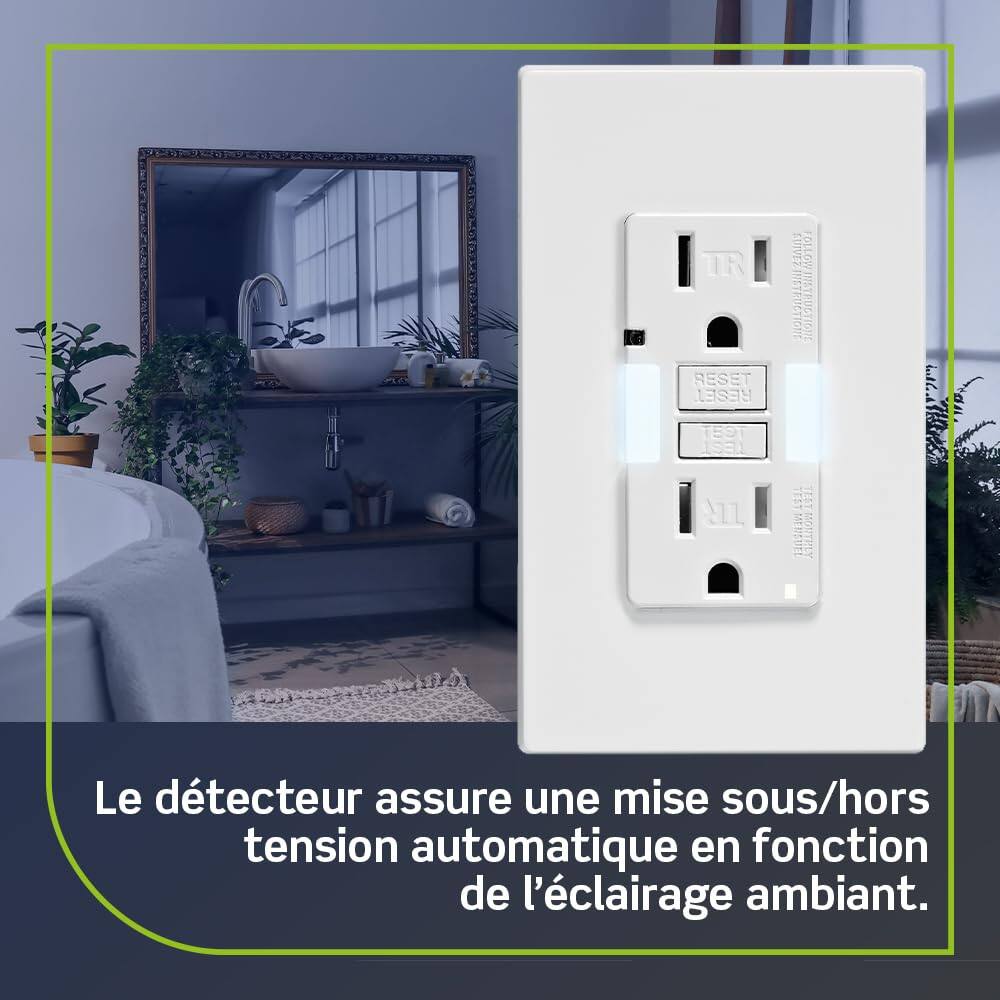 TR RESET RESEL TEST TEST SUVEZ FOLLOW E NSTRUCTH iatl..  
Le détecteur assure une mise sous/hors tension automatique en fonction de l'éclairage ambiant.