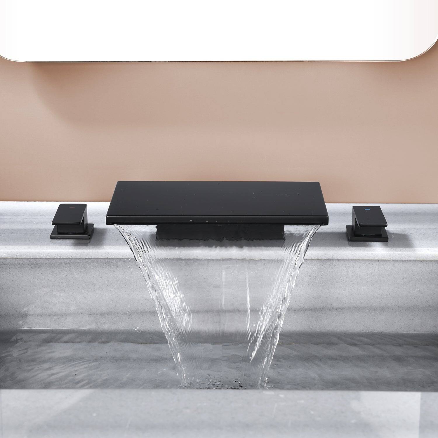 Alt View 4. Boyel Living - Black Faucet SUS304 Waterfall Spout cUPC Quick Connect Temporary Shelf - Matte Black.