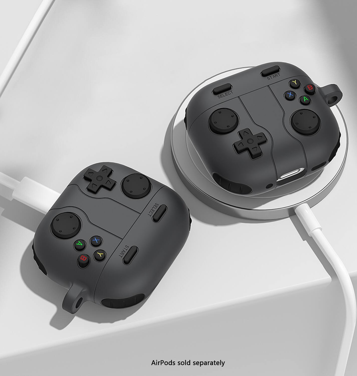 "AirPods sold separately."