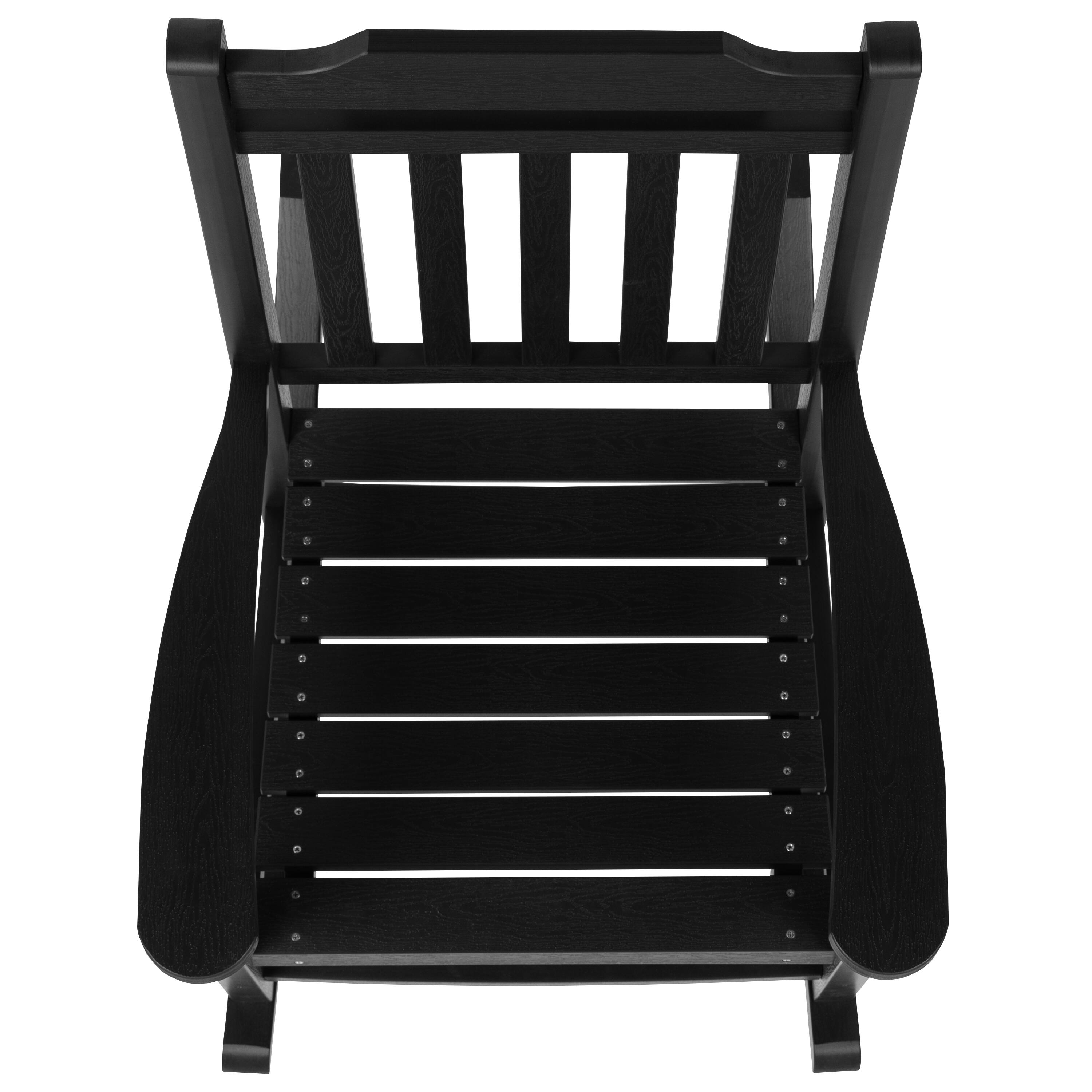 Alt View 9. Emma + Oliver - Set of 2 All-Weather Poly Resin Faux Wood Rocking Chairs for Porch &Patio - Black.