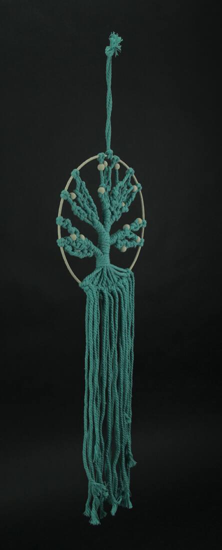 Alt View 1. King Max - Beaded Blue Cotton Rope Tree of Life Dreamcatcher - Turquoise.