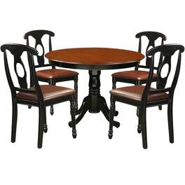 FurniFact - 5 Piece Dining Furniture Set - Black