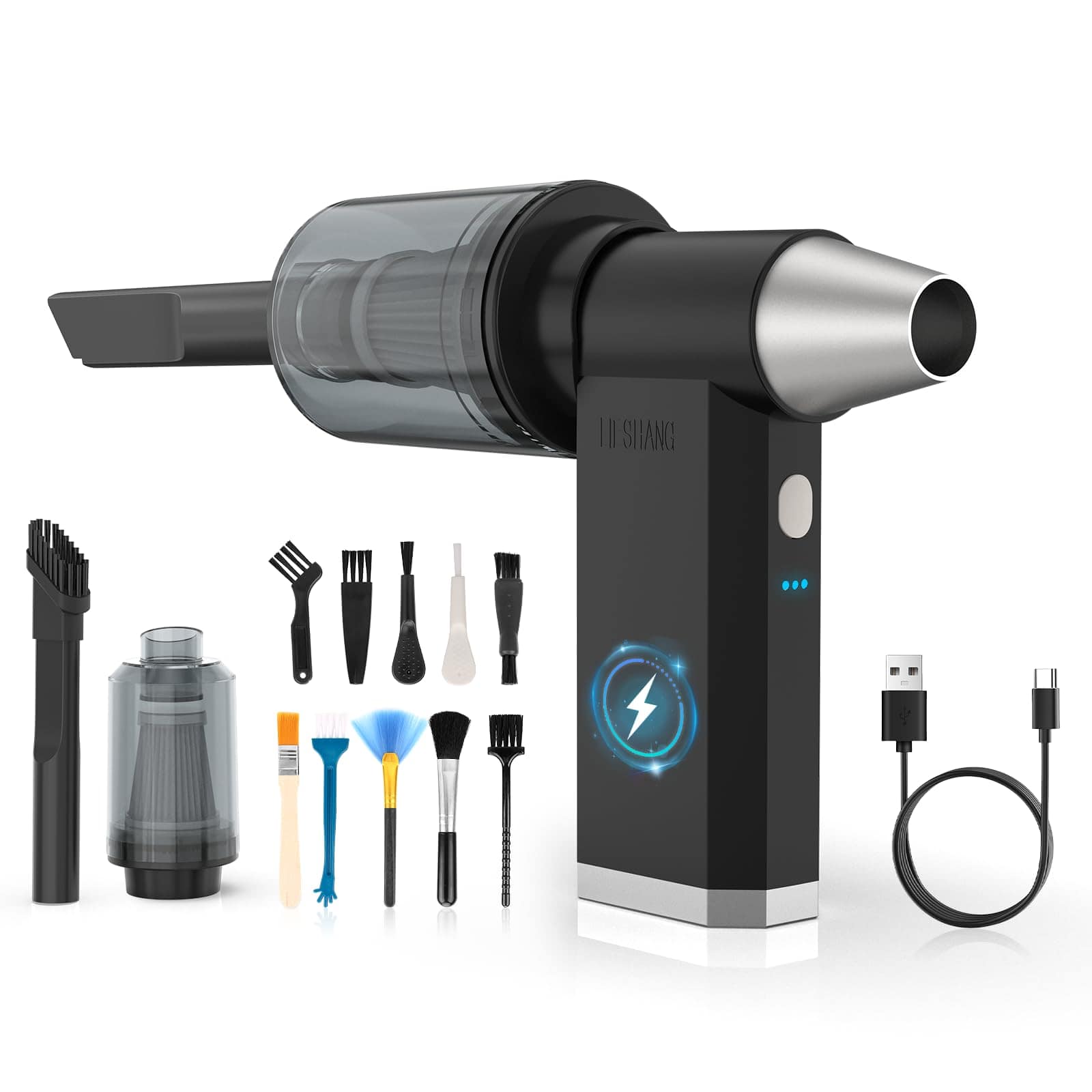 JETRANSPORT - 2 In 1 Electric Air Duster And Vacuum 130 000 Rpm Cordless Compressed 4 Gear Adjustable Handheld Blower Rechar - Default