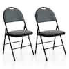 Front. Costway - 2 Pack Folding Chairs Portable Padded Office Kitchen Dining Chairs - Grey.
