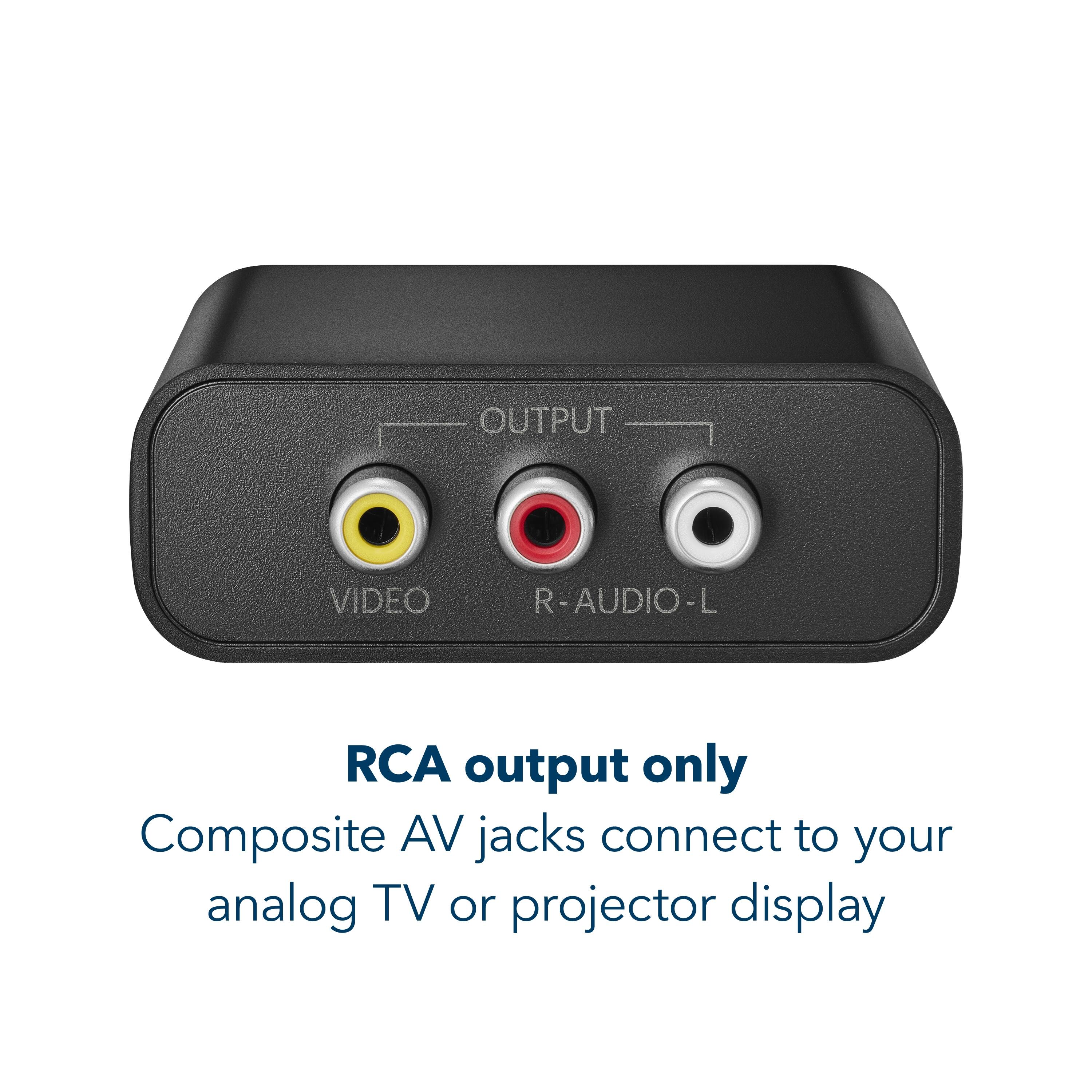 RCA output only  
Composite AV jacks connect to your analog TV or projector display