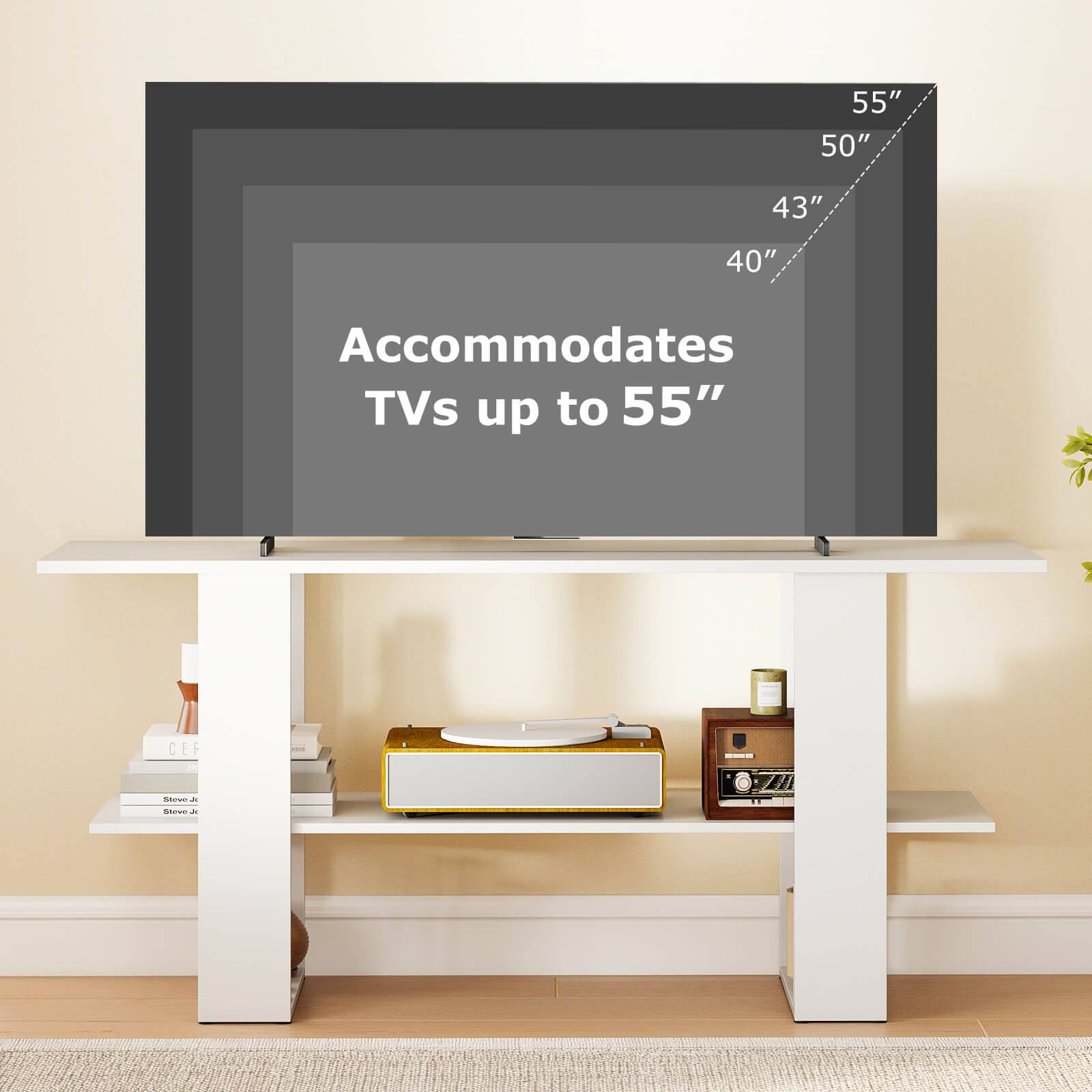 55" 50" 43" 40" Accommodates TVs up to 55"