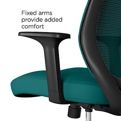 Fixed arms provide added comfort