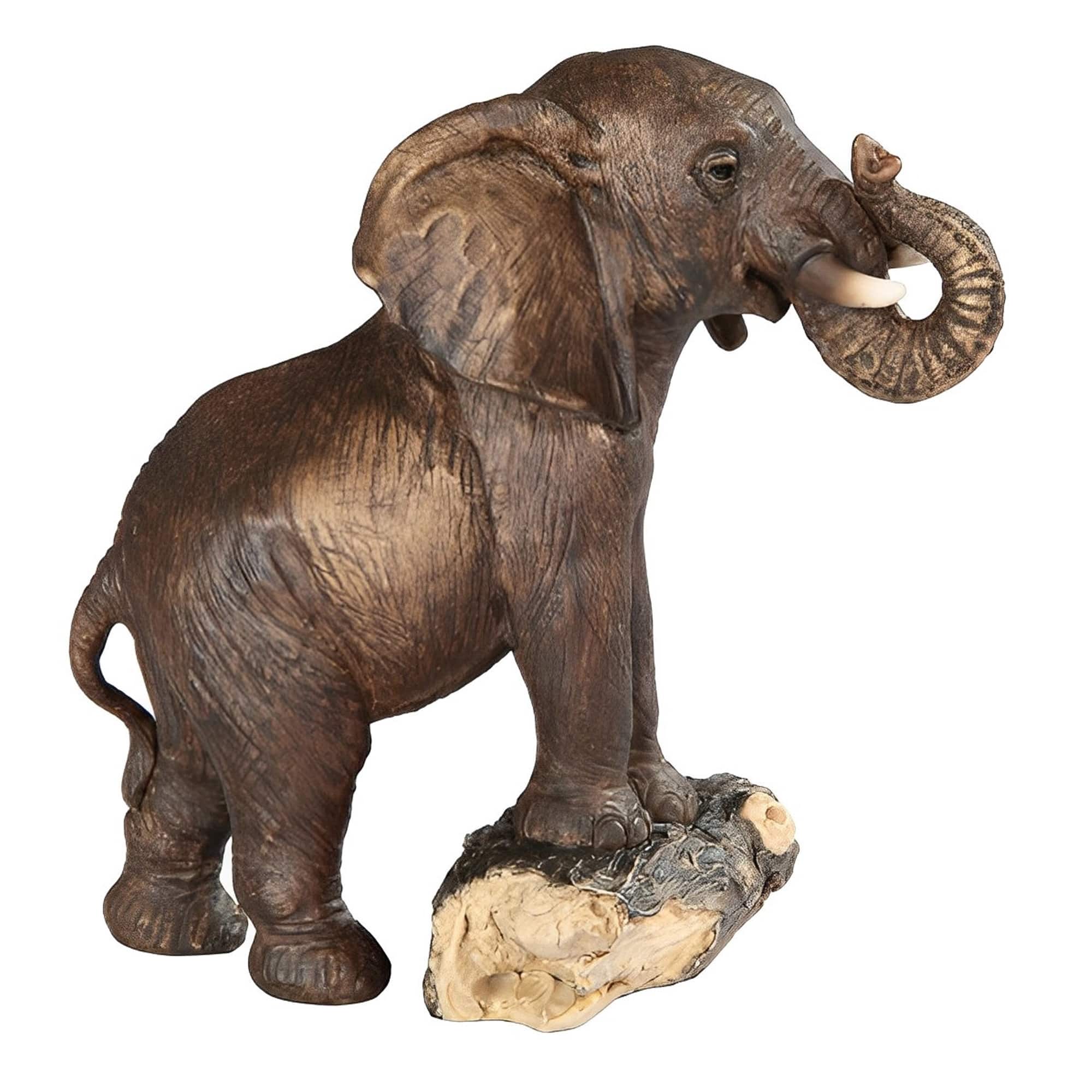 FC Design - 5.5"H Elephant on Tree Trunk Figurine Statue Office Desk Tabletop Home Decor Gift - Multi-Color