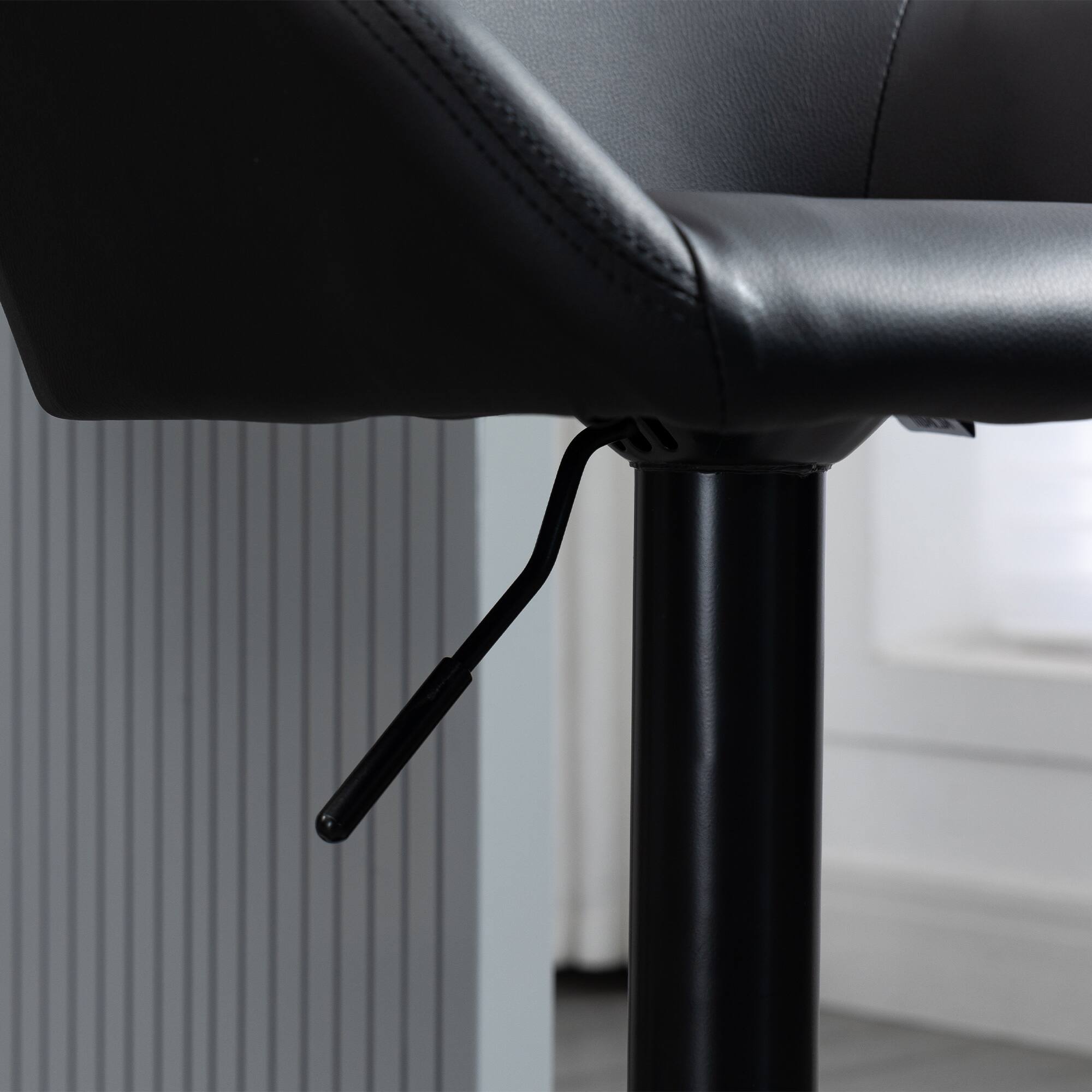 Alt View 8. Homcom - Adjustable Bar Stools, Swivel Counter Height Barstools with Footrest and Back, PU Leather and Steel Round Base - Black.