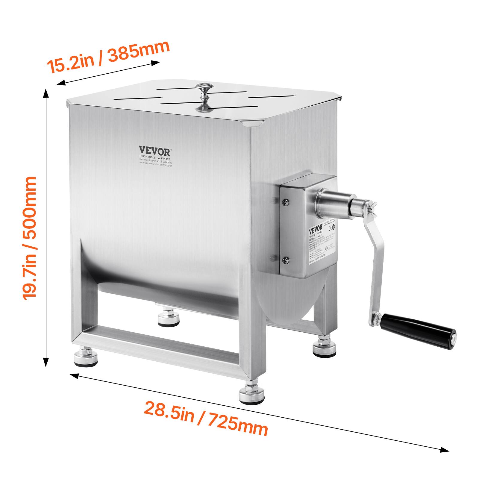 15.2in / 385mm  
19.7in / 500mm  
28.5in / 725mm