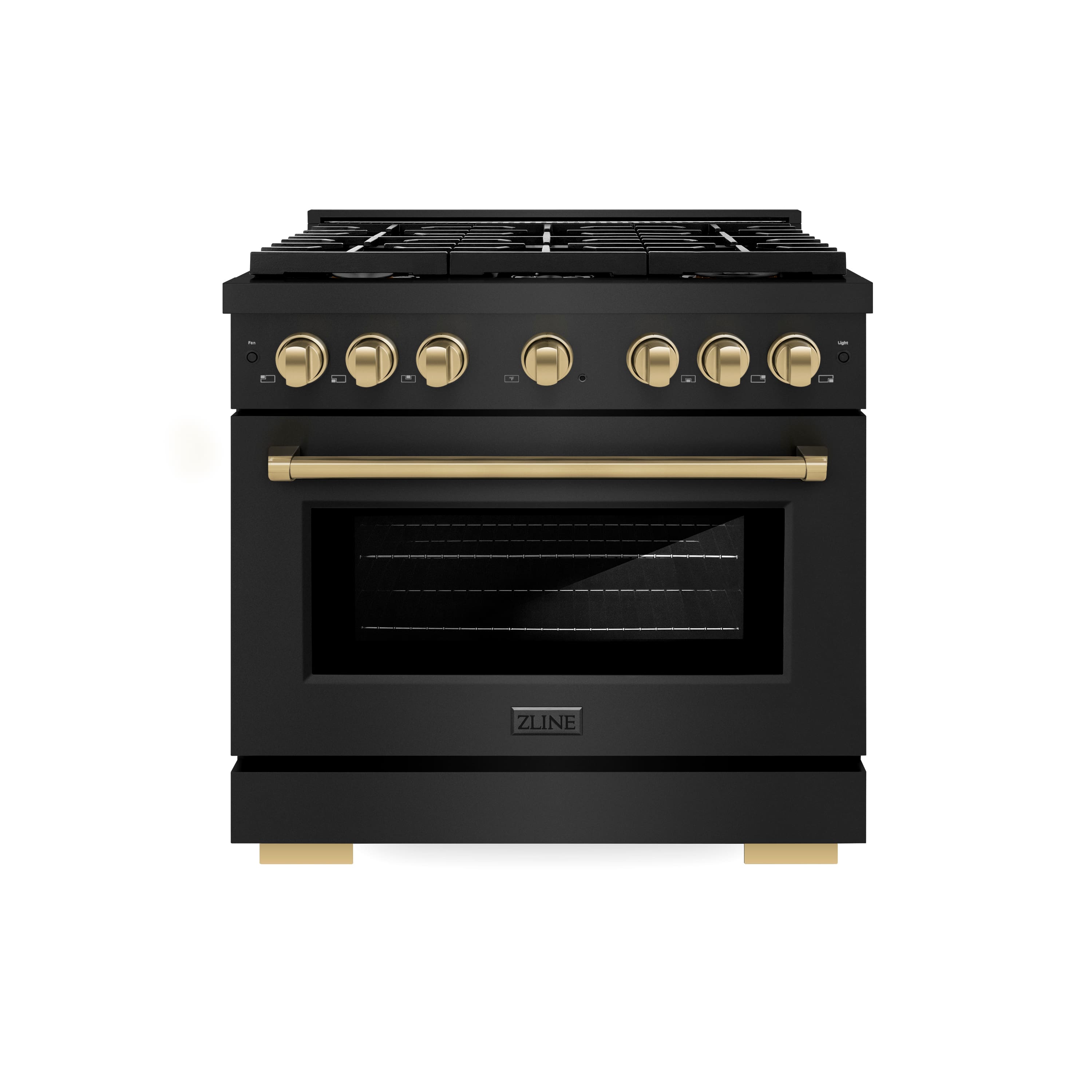 ZLINE - Autograph 36" Paramount Dual Fuel Black Stainless Range w/ Bronze Accents (SDRBZ-36-CB) - Black Stainless Steel