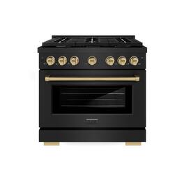 ZLINE - Autograph 36" Paramount Dual Fuel Black Stainless Range w/ Bronze Accents (SDRBZ-36-CB) - Black Stainless Steel